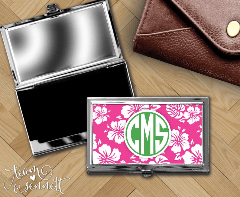 Hawaiian Business Card Case Monogrammed Calling Card Holder Etsy