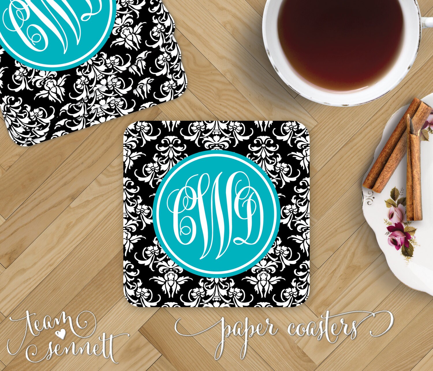 Damask Paper Coasters Monogrammed Disposable Drink Coasters - Etsy UK