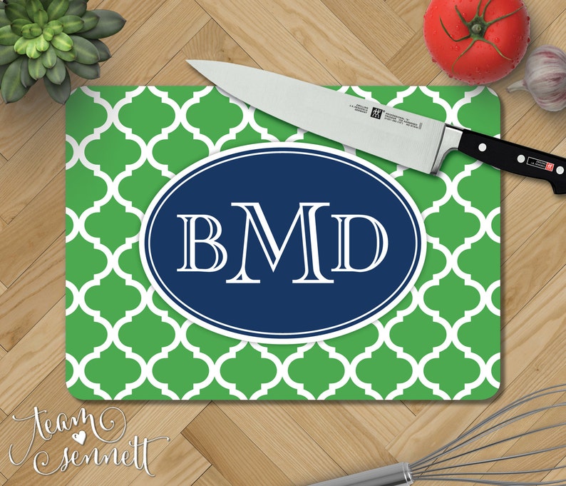 Moroccan Monogrammed Glass Cutting Board Trendy Personalized Etsy