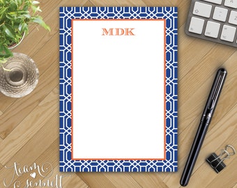 Octagon Monogrammed Notepad - Preppy Personalized Stationery - Custom Printed Masculine Note Pad - Mix & Match Patterns - Create Your Own