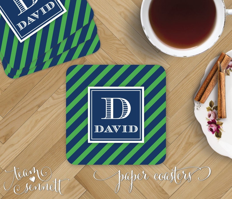 TeamSennett Monogrammed Paper Coasters - Thumbnail 2