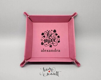 Be Mine Personalized Leatherette Snap Corner Tray - Laser Etched Valentine's Day Gift