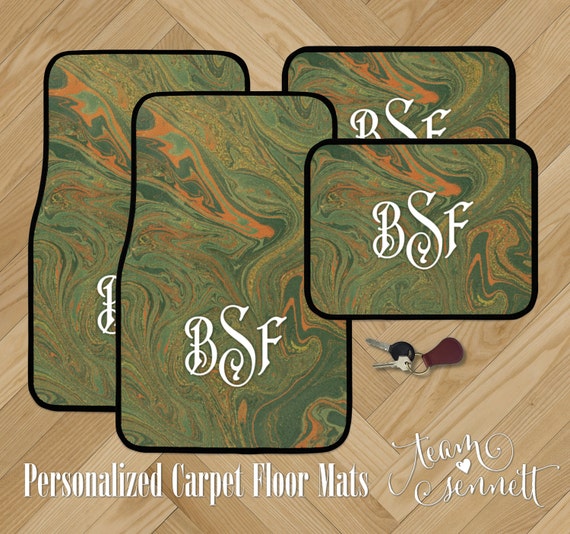 Monogrammed Floor Mats >> Hunter Marble Personalized Car Floor Mats Green Gold And Etsy Monogrammed Floor Mats >> Hunter Marble Personalized Car Floor Mats Green Gold And Etsy