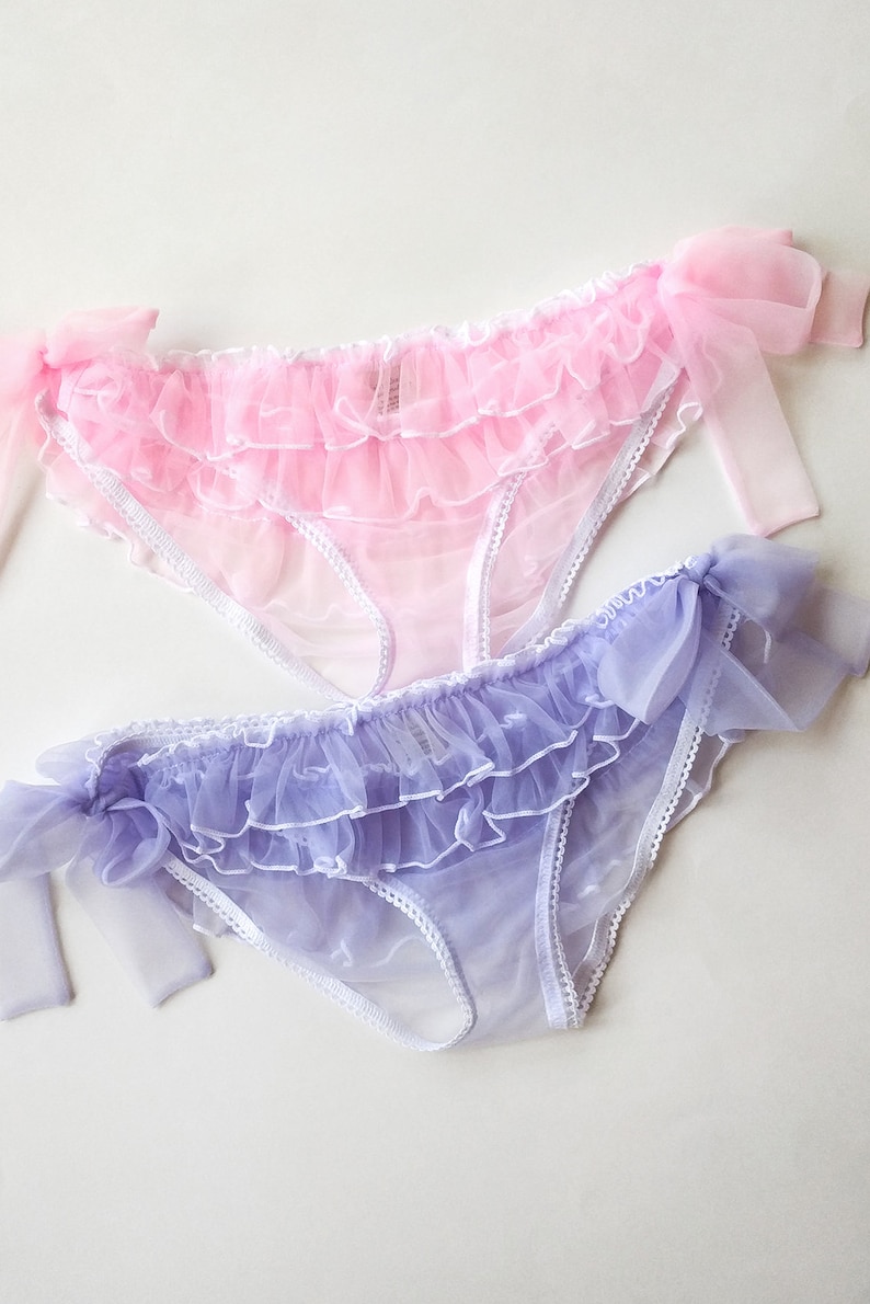 Pink girly ruffled knickers pink sheer panties knicker panty Etsy