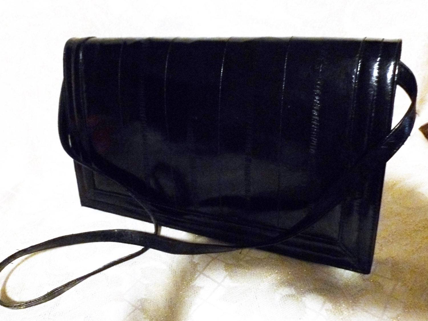 Eel Skin Black Purse Classic Beautiful Excellent Design Perfect Stitching