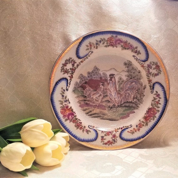 Farmhouse Chicken Plate For Display Only Holes In Back For Hanging Exceptional Detail Vintage Glazing Design Always FREE Domestic Shipping