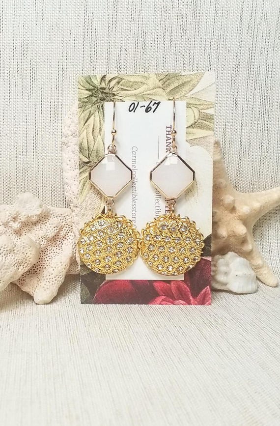 Handcrafted Golden Rhinestone Wedding Earrings Goldplated And Always FREE Domestic SHIPPING