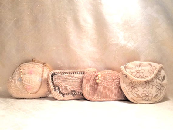 Four Vintage Beaded Handbags Clutches Cute Designs And Styles Great Vintage Accessories Handcrafted Floral Always FREE Domestic SHIPPING