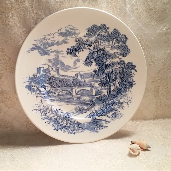 Countryside Plate By Enoch Wedgwood (Tunstall, England) Unicorn Pottery Original Design Blue And White Always FREE Domestic SHIPPING