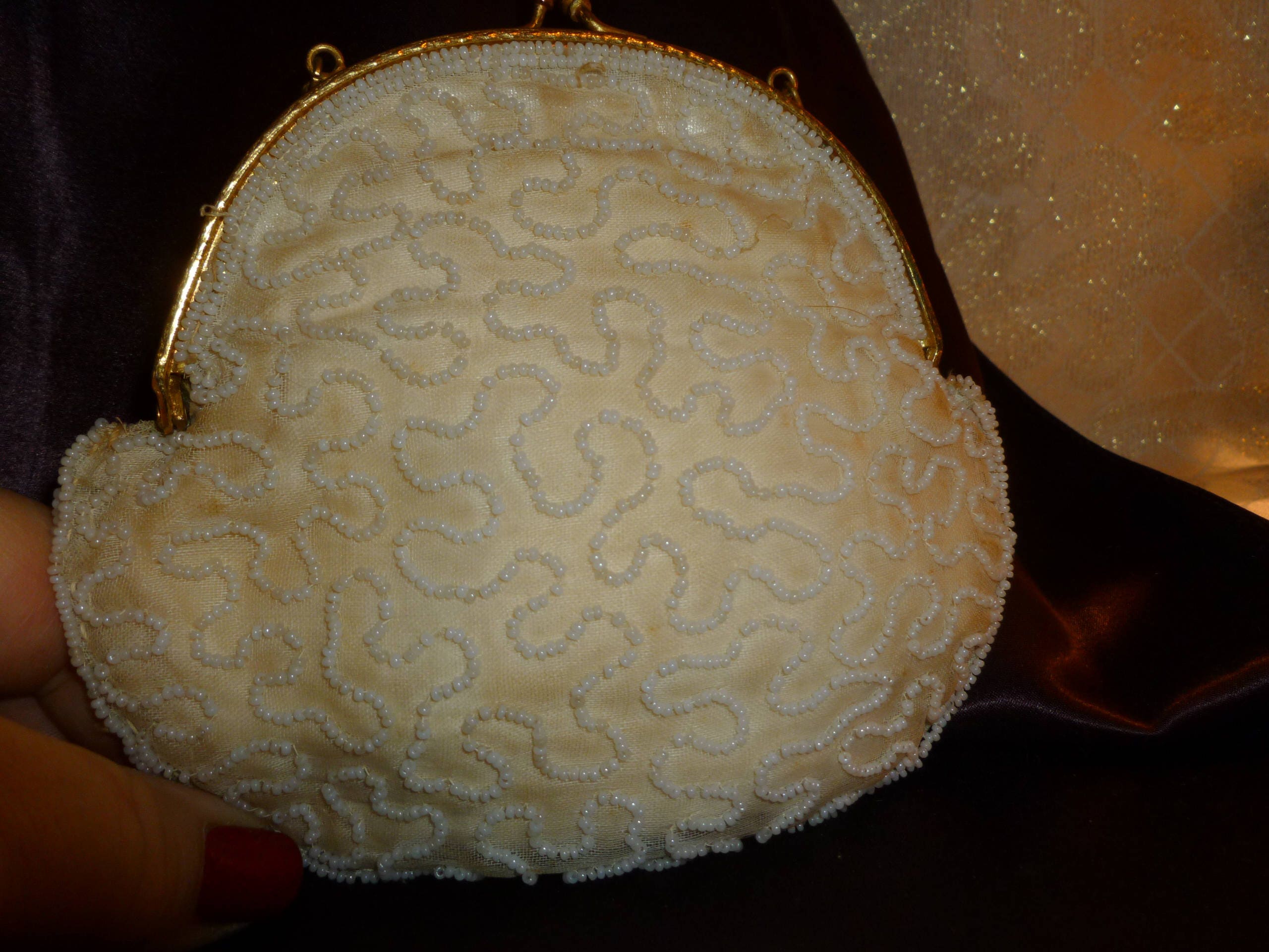 Vintage Beaded Handbag Elegant Style Satin Lining Inside | Etsy