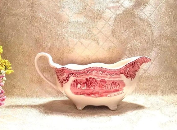 Gravy Boat From Johnson Bros England Old Britian Castles Red Transferware Beautiful Addition Red Transferware Always FREE Domestic SHIPPING