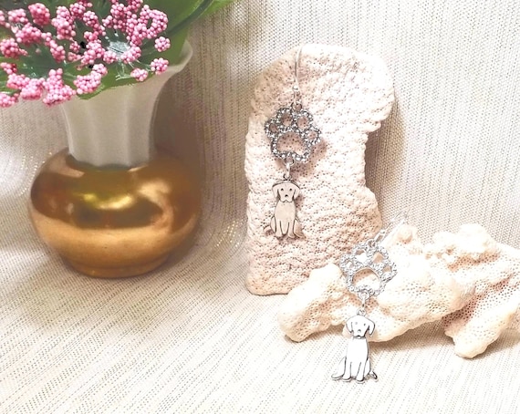 Earrings Handcrafted With Exceptional Design Rhinestone Paws With Adorable Puppy Charm Perfect Gift Always FREE Domestic Shipping