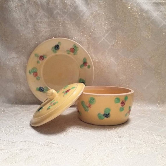 Vintage Trinket Dish With Lid And Saucer Hand Pai… - image 9