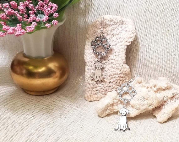 Earrings Handcrafted With Exceptional Design Rhinestone Paws With Adorable Puppy Charm Perfect Gift Always FREE Domestic Shipping