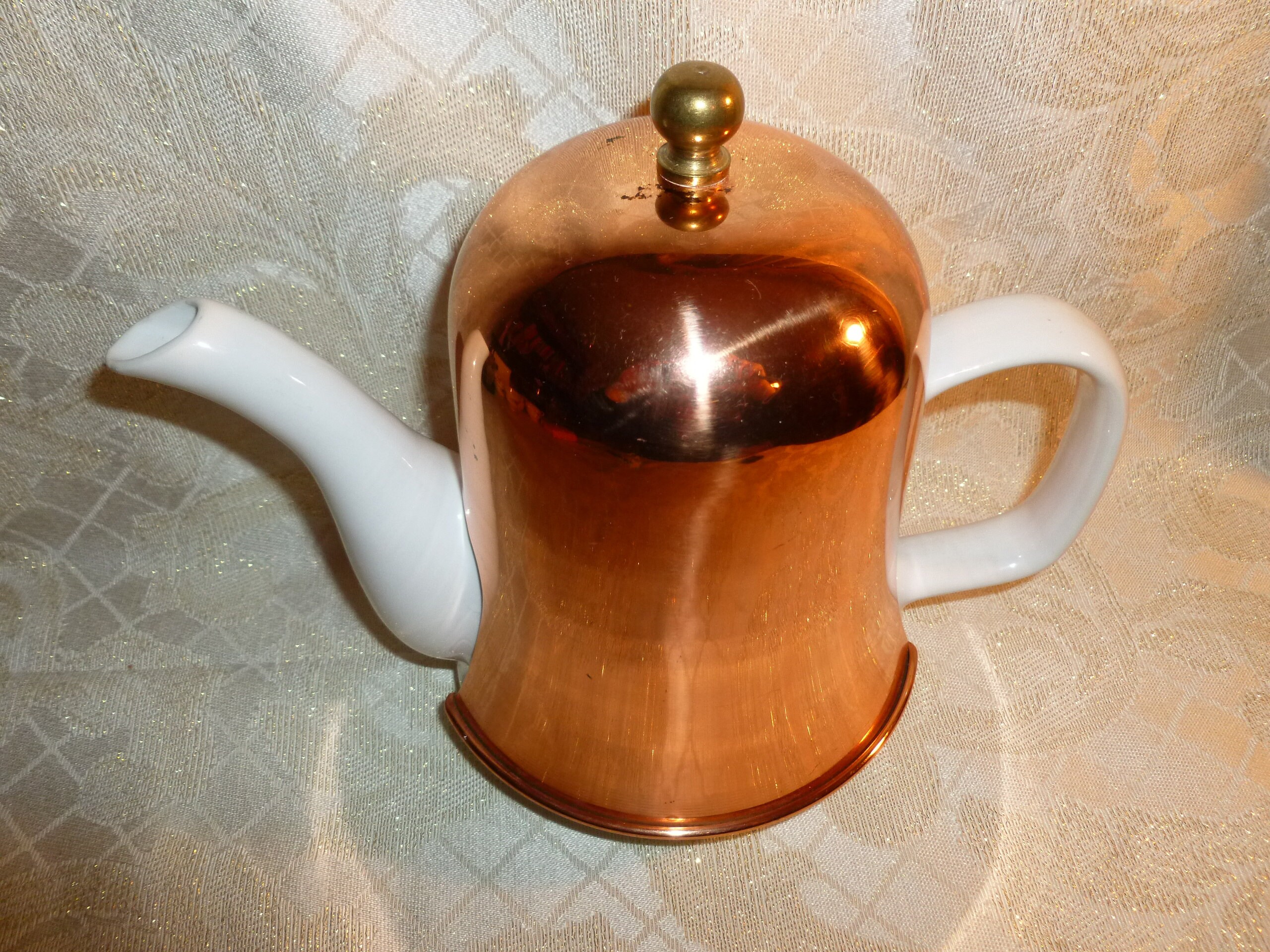 Vintage Tall White Teapot And Lid Four Cup Capacity With Insulated