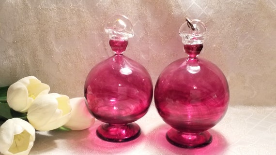 Cranberry Glass Large Ornaments Handcrafted Vintage Cranberry Art Glass Farmhouse Home Decor Excellent Gifts Always FREE Domestic SHIPPING