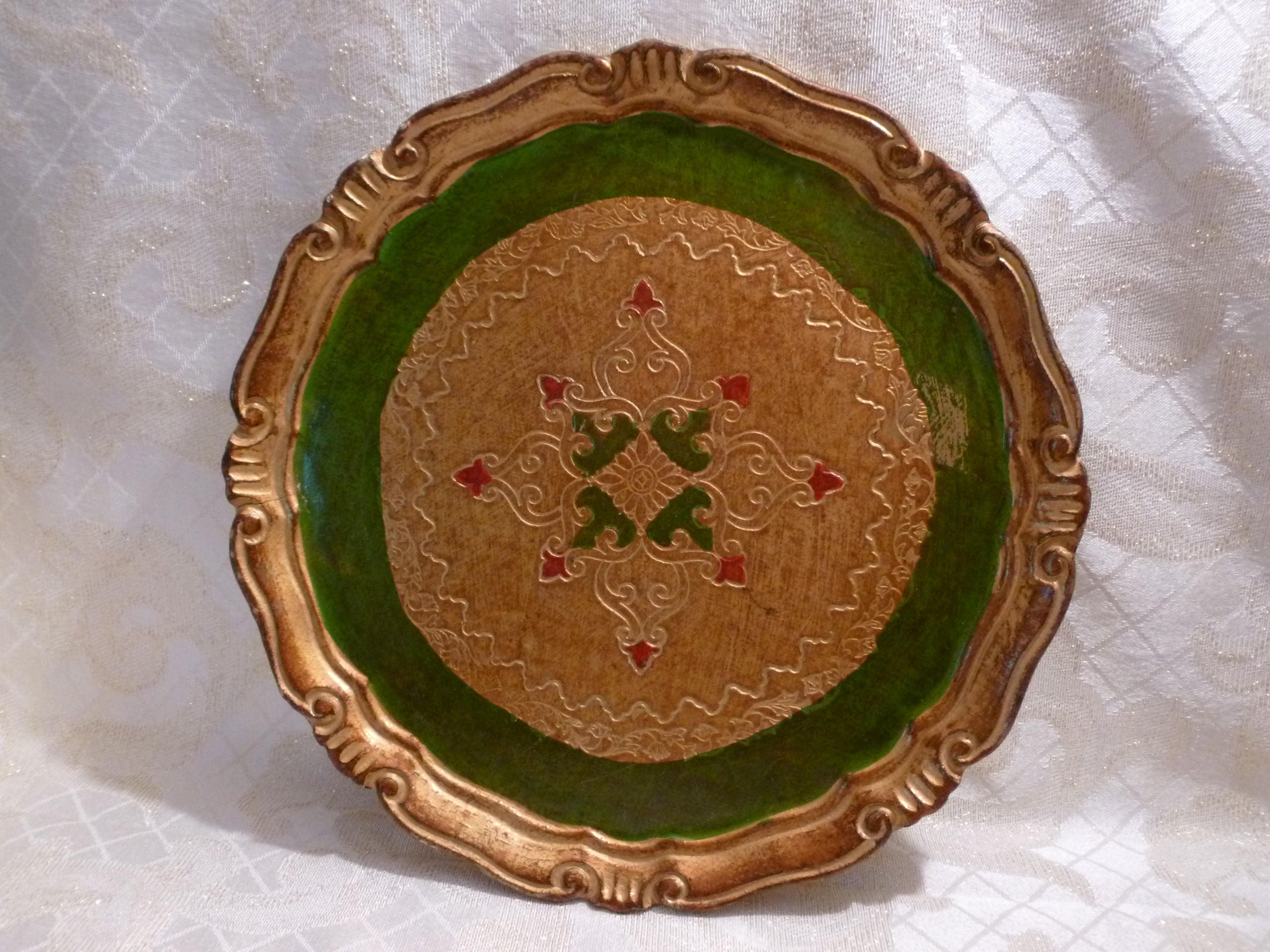 Vintage Italian Florentine Wooden Tray Beautiful Original Sticker On Back PF4 Made In Italy 11