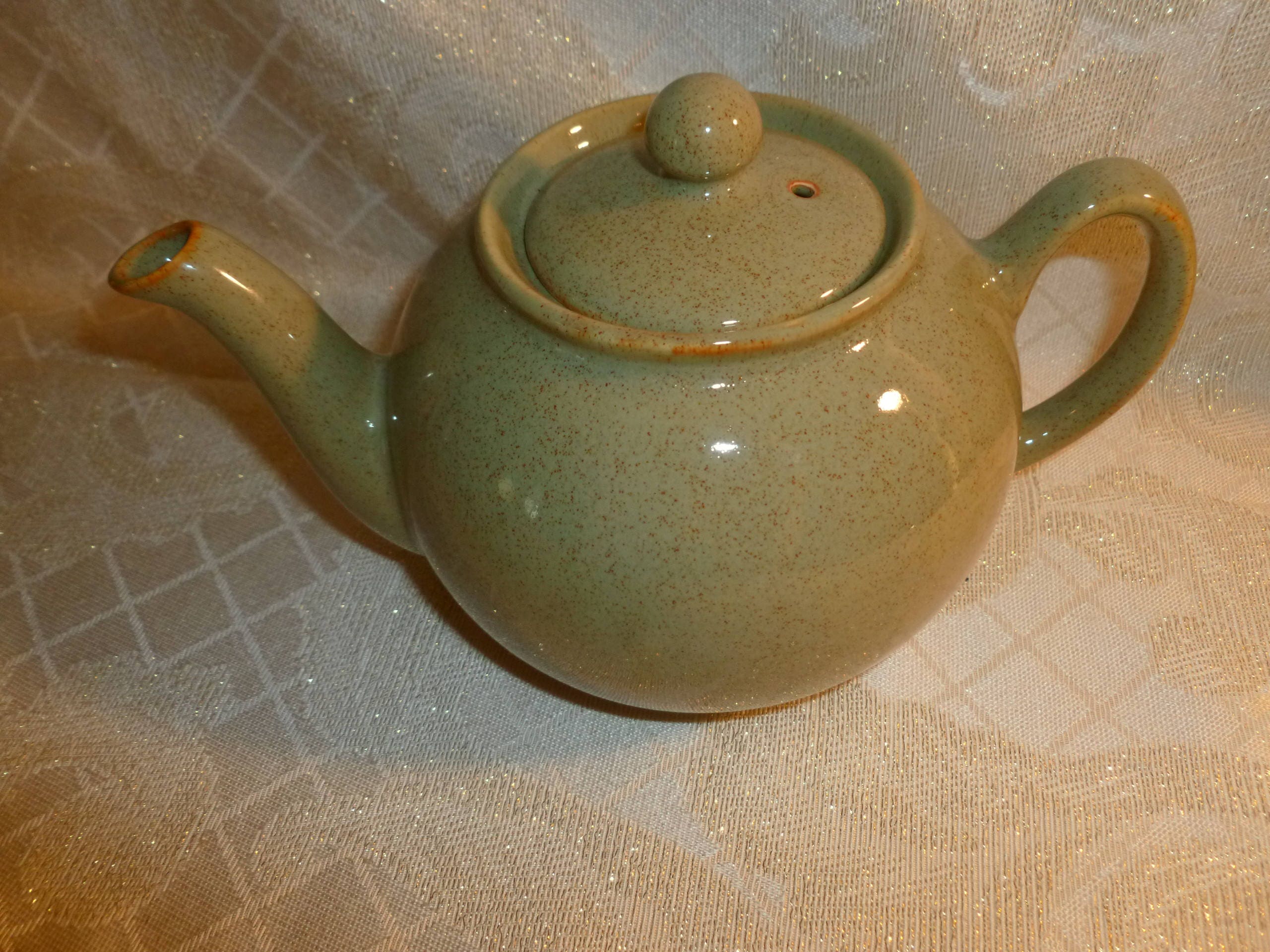 Teapot Made In England Pristine Brand Beautiful Sage Sand Glaze With