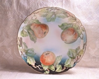K & L Germany Handpainted Fine Porcelain Cookie Or Biscuit Tray Detailed Fruit And Foliage Pattern Shadowed Design Exceptional Display