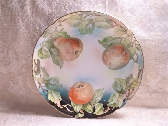 K & L Germany Handpainted Fine Porcelain Cookie Or Biscuit Tray Detailed Fruit And Foliage Pattern Shadowed Design Exceptional Display