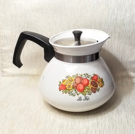 CorningWare 6 Cup Hot Water Pot With Spice Of Life Pattern Original Lid Excellent Condition Rare Always FREE Domestic SHIPPING