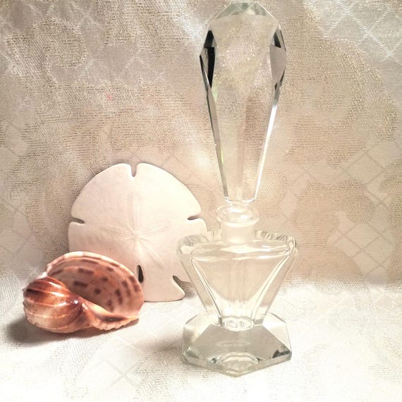 Czechoslovakia Extra Tall Vintage Collectible Crystal Perfume Bottle With Stopper Ideal Gift Beautiful Display Always FREE Domestic SHIPPING