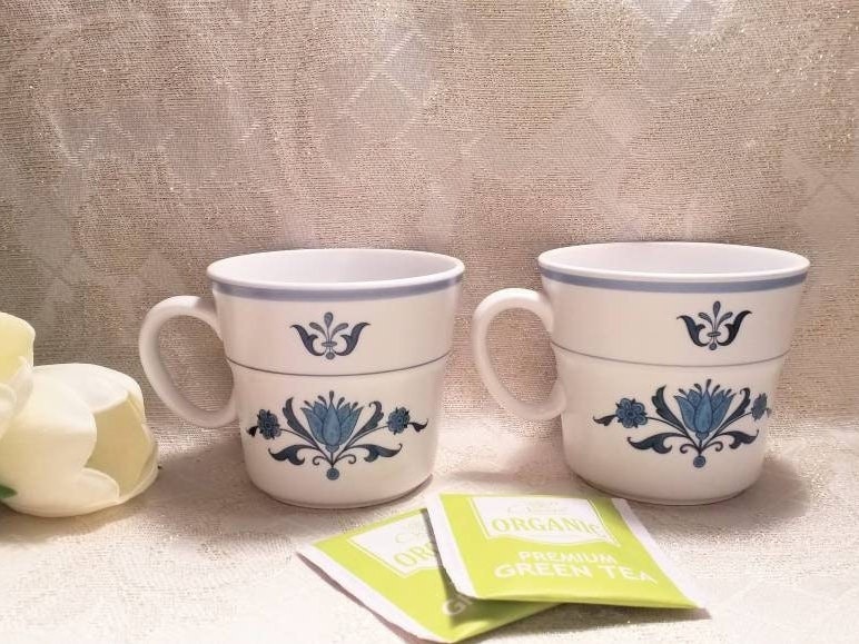 Noritake Progression China Blue Haven Dutch Blue Style Tea Or Coffee Cups 8 Ounce Size Set Of Two Always FREE Domestic SHIPPING