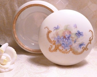 Bawo And Dotter Elite S M Limoges France Bisque Porcelain Handpainted Powder Box Floral Design Gold Detail Always FREE Domestic SHIPPING