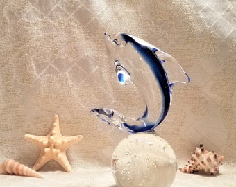Murano Glass Dolphin On Controled Bubble Design Ball Exceptional Paperweight Or Display For Beach House Decor Always FREE Domestic SHIPPING