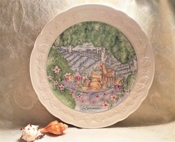 French Country Large Plate 12 1/2 Inch Gien France Les Saveurs Style Design By Marie-Pierre Boitard Beautiful Always FREE Domestic SHIPPING