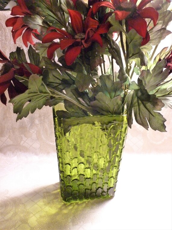 Green Glass Vase Handcrafted Unique Glass Design Heavy Quality Glass Excellent Color Beautiful Display Always FREE Domestic SHIPPING
