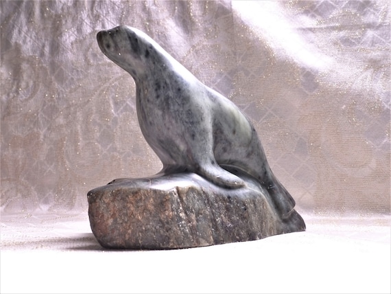 CarmelCollectibles.com Offers You A Hand Carved Sculpture Soap Stone Seal Lion Exceptional Color And Detail Nautical Decor FREE SHIPPING