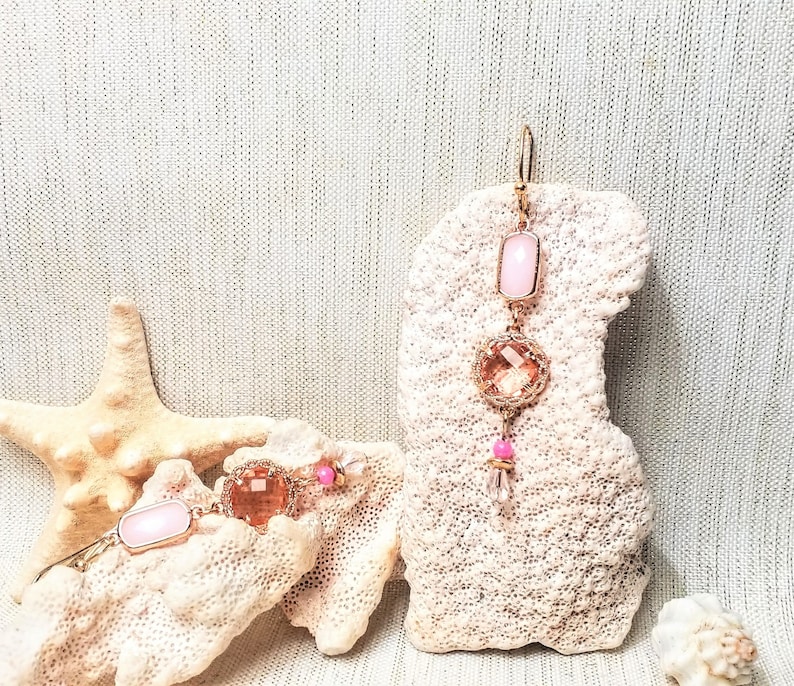 Earrings Handcrafted Pretty In Pink Exceptional Detailed Pink Glass Buy Any 2 Pair Get Third Pair Free Always FREE Domestic SHIPPING image 3