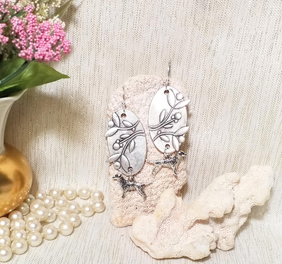 Earrings Beautiful With A Unique Style Floral Design With Adorable Dog Charm Lightweight For Comfort Always FREE Domestic SHIPPING