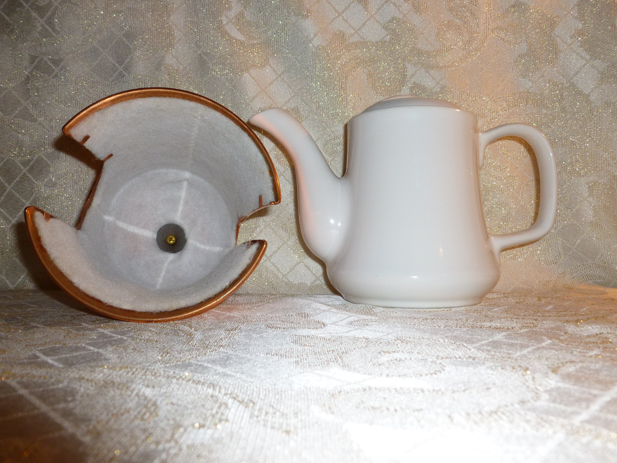 Vintage Tall White Teapot And Lid Four Cup Capacity With Insulated