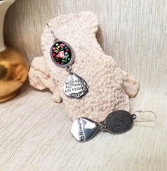 Earrings Handcrafted Floral And Message From Mathew 19 26 With God All Things Are Possible Always Bulk Orders Welcome FREE Domestic SHIPPING