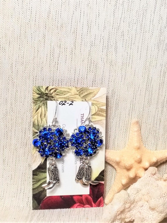 Earrings Handcrafted Artisan Beautiful Royal Blue Country Style Buy Any 2 Artisan Earrings Get Third Free Always FREE Domestic SHIPPING