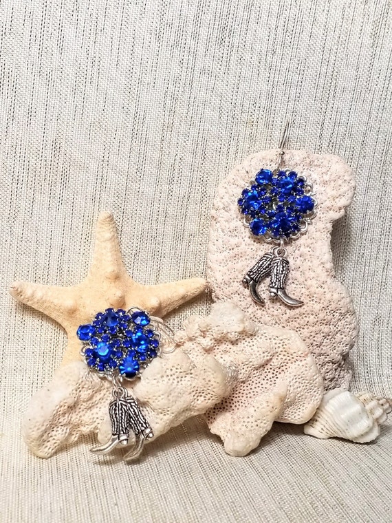 Earrings Handcrafted Artisan Beautiful Royal Blue Country Style Buy Any 2 Artisan Earrings Get Third Free Always FREE Domestic SHIPPING