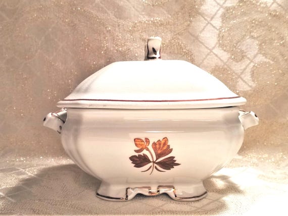 Alfred Meakin England Tea Leaf Covered Butter Dish Rare Without Drainer Exceptional Antique Collectible Always FREE Domestic SHIPPING