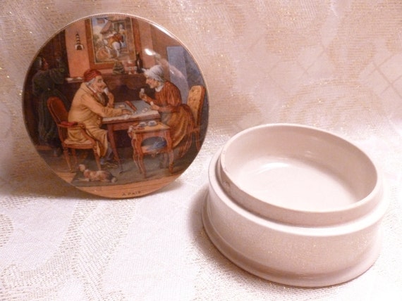 Prattware 1850 Glazed Transferware Ointment Jar With Lid Entitled The Pair Staffordshire England Always FREE Domestic SHIPPING