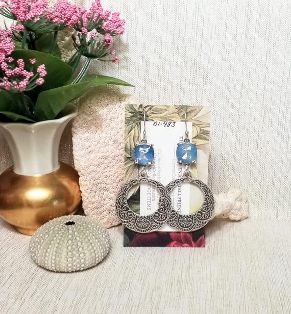 Handcrafted With Beautiful Rhinestones Baby Blue Rhinestones And Silver Circles  Always FREE Domestic SHIPPING