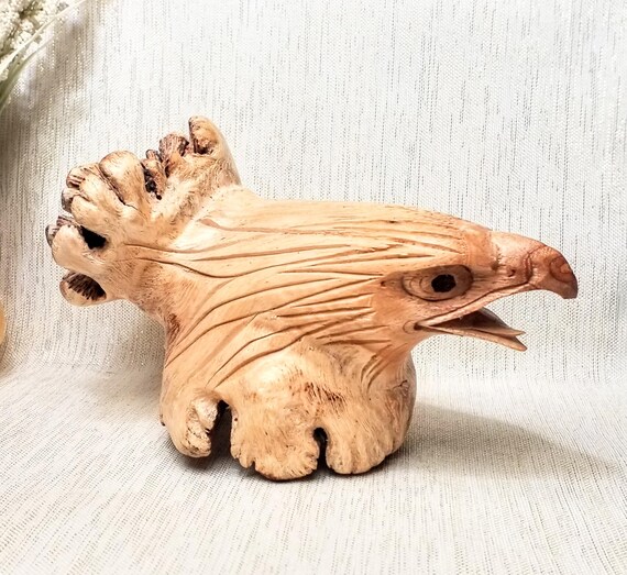 Eagle Carving Double Burl Knots Very Unique Man Cave Item Or His Rare Gift Eagle Carving Display Always FREE Domestic SHIPPING