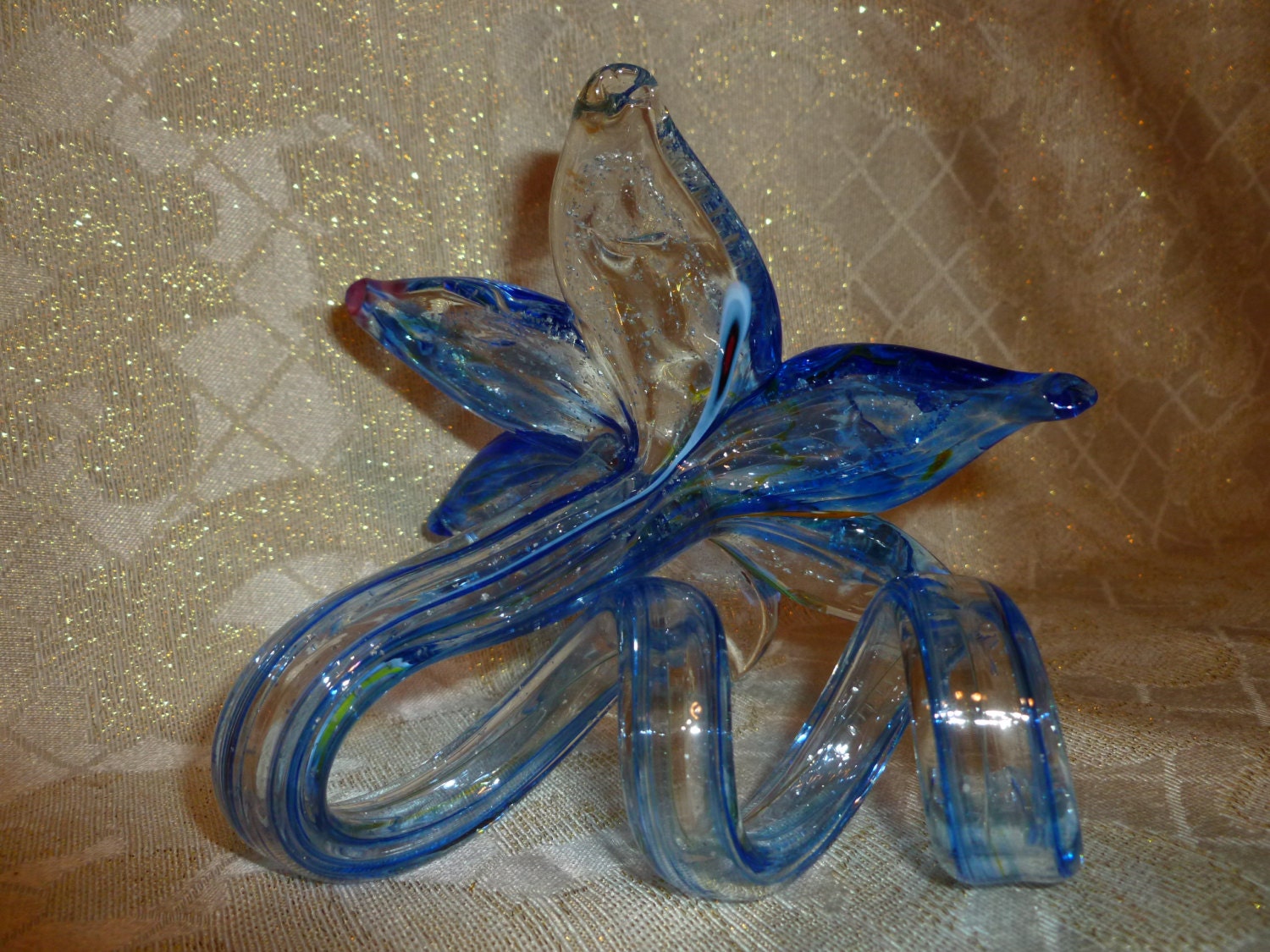 Millefiori Handmade Art Glass Flower Shimmering Multi Colors