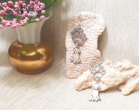 Earrings Handcrafted With Exceptional Design Rhinestone Paws With Adorable Puppy Charm Perfect Gift Always FREE Domestic Shipping