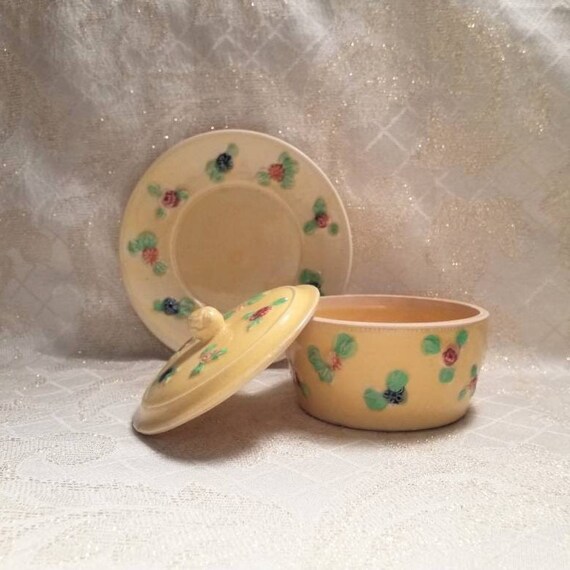 Vintage Trinket Dish With Lid And Saucer Hand Pai… - image 4