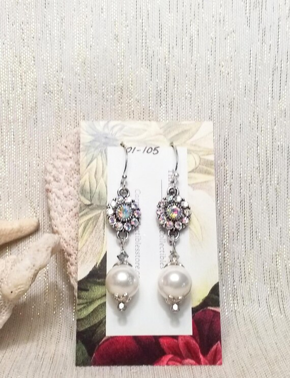 Earrings Handcrafted By Carmel Collectibles Beautiful For Weddings AB Rhinestones And Glass Pearls Always FREE Domestic SHIPPING