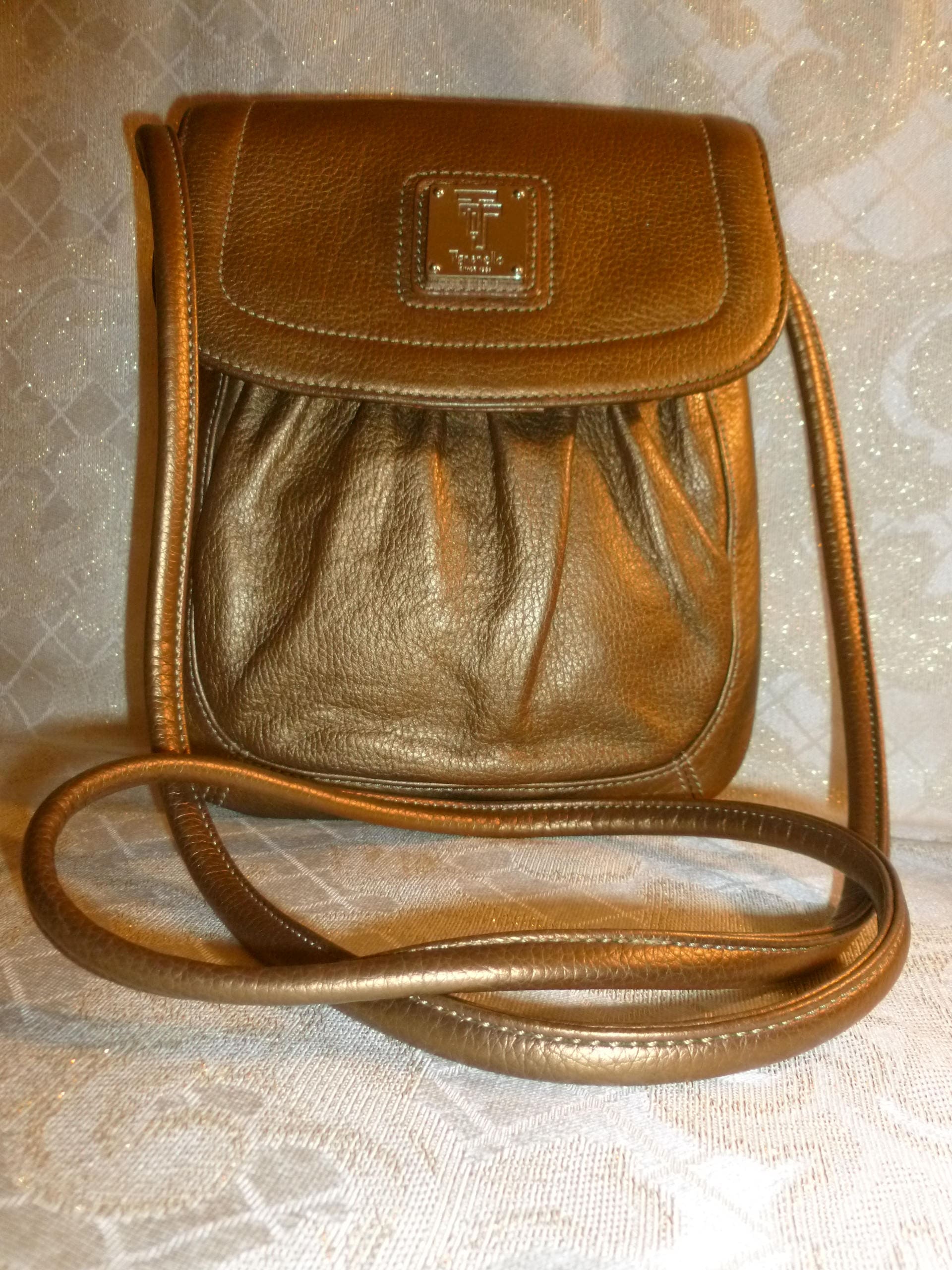 Tignanello Gold Leather Handbag Shoulder Or Cross Body Classic