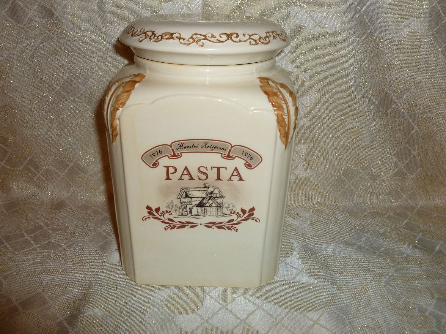 Pasta Canister Made in Italy 1976 Pretty Design Pasta Canister With Lid