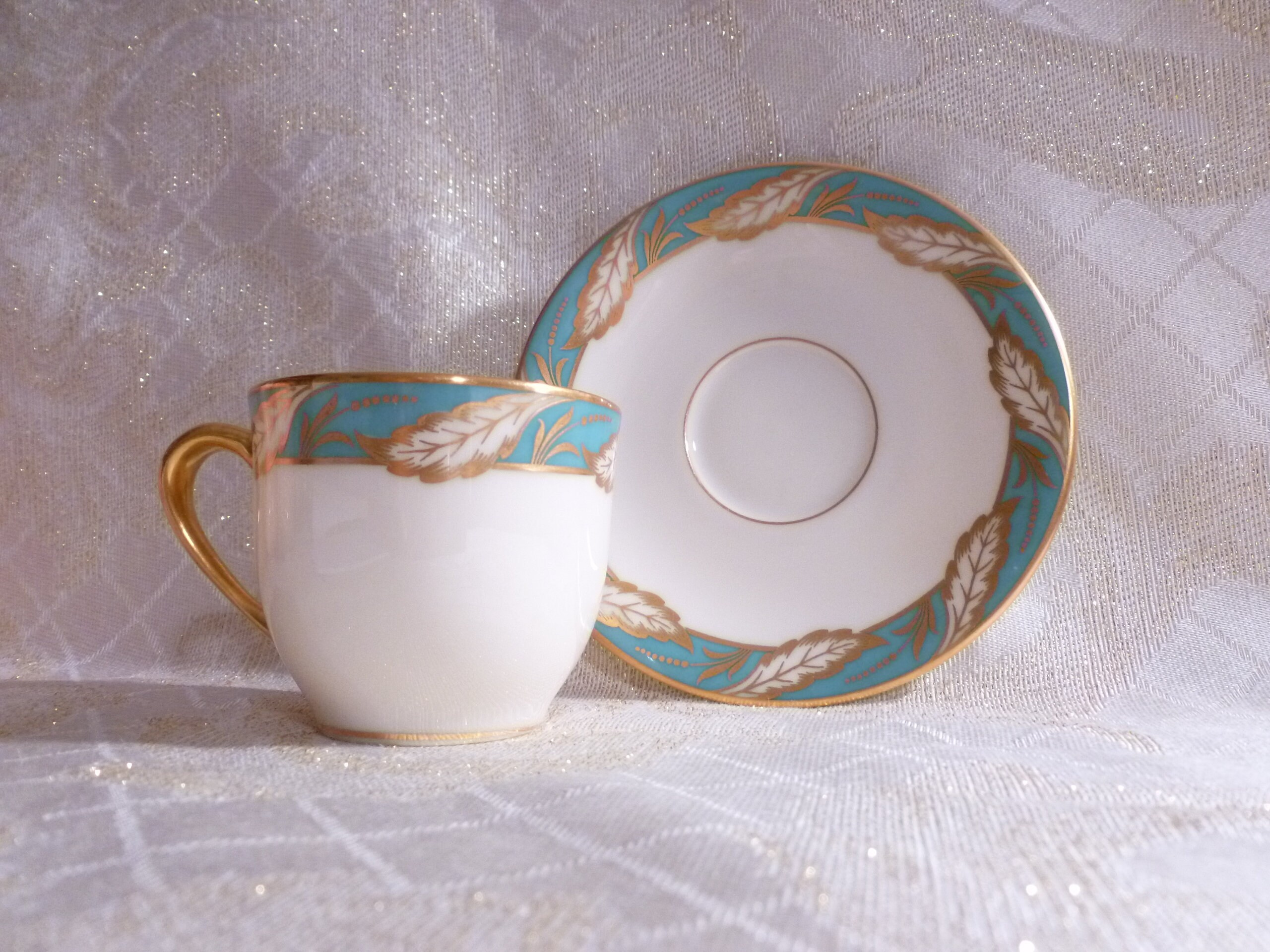 Vintage Lenox Bellevue Sea Green Demitasse Espresso Cup And Saucer