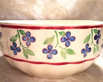 Large Vintage Floral Bowl, 1940s German Porcelain, Kitchen Decor